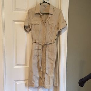 Tan button up dress with tie